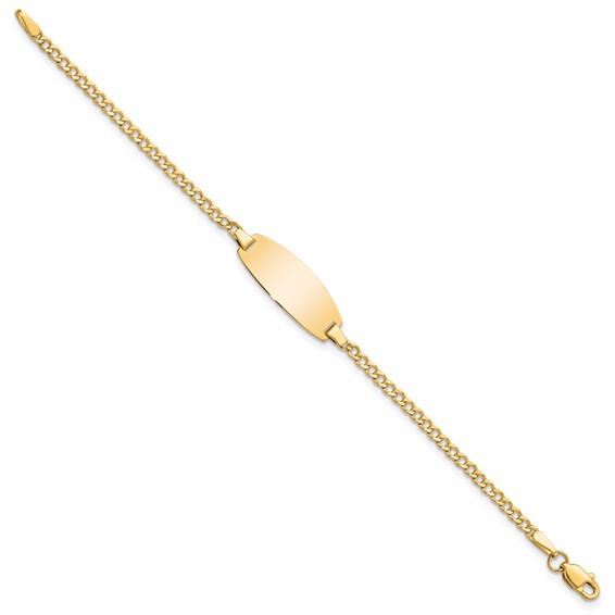 14k Polished Semi-Solid Chain/Solid Plate Curb Link Oval 18.5x8.5mm Plate 5.5 inch Baby/Child ID Bracelet