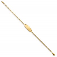 14K Yellow Gold Polished Semi-Solid Chain Solid Plate Curb Link Oval 18.5x 8.5mm Plate ID Bracelet, 6" view 2