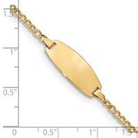 14K Yellow Gold Polished Semi-Solid Chain Solid Plate Curb Link Oval 18.5x 8.5mm Plate ID Bracelet, 6" view 3