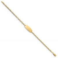 14K Yellow Gold Polished Semi-Solid Chain Solid Plate Anchor Link Oval 18.5x8.5mm Plate ID Bracelet - 6in view 2