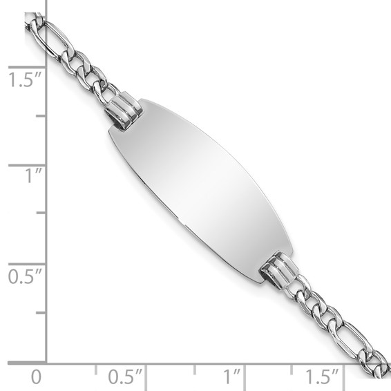 14k White Gold Semi-Solid Oval Figaro Oval ID Bracelet