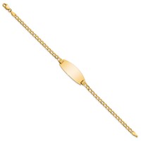 14K Yellow Gold Polished Semi-Solid Chain Solid Plate Curb Link Oval 25x11.5mm Plate ID Bracelet - 7in view 2