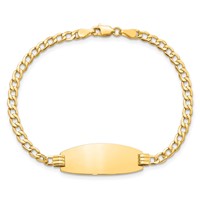 14K Yellow Gold Polished Semi-Solid Chain Solid Plate Curb Link Oval 25x11.5mm Plate ID Bracelet - 7in view 4