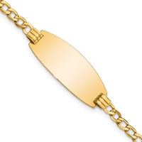 14K Yellow Gold Polished Semi-Solid Chain Solid Plate Curb Link Oval 25x11.5mm Plate ID Bracelet - 7in view 1