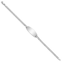 14K White Gold Polished Semi-Solid Chain Solid Plate Curb Link Oval 25x 11.5mm Plate ID Bracelet, 7" view 2