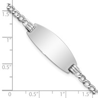 14K White Gold Polished Semi-Solid Chain Solid Plate Curb Link Oval 25x 11.5mm Plate ID Bracelet, 7" view 3