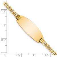 14K Yellow Gold Polished Semi-Solid Chain Solid Plate Anchor Link Oval 25x 11.2mm Plate ID Bracelet, 7" view 3