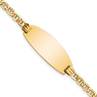 14K Yellow Gold Polished Semi-Solid Chain Solid Plate Anchor Link Oval 25x 11.2mm Plate ID Bracelet, 7" view 1