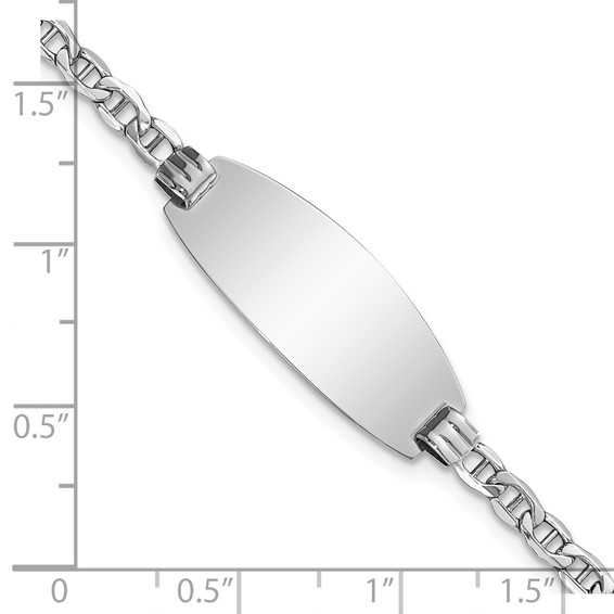 14k White Gold Semi-Solid Oval Anchor ID Bracelet