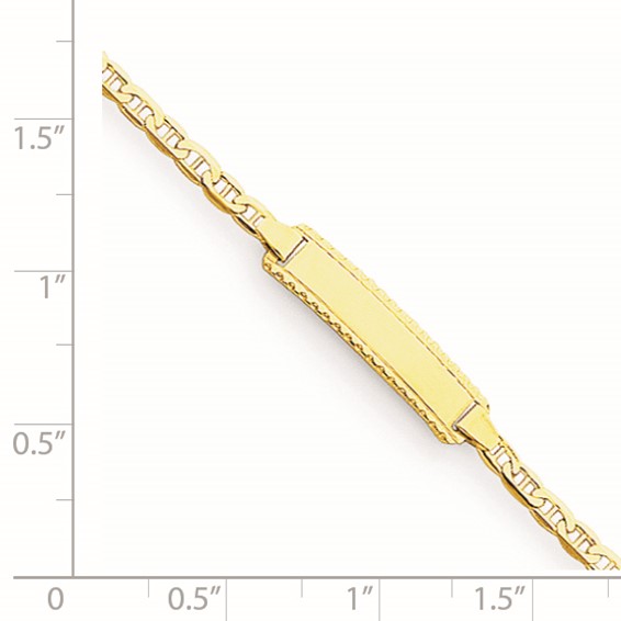 14k Polished Solid Chain/Solid Plate Anchor Link 18.5x5mm Plate 6 inch Baby/Child ID Bracelet