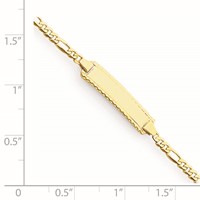 14K Yellow Gold Polished Solid Chain Solid Plate Figaro Link 18.5x 5mm Plate ID Bracelet, 6" view 4