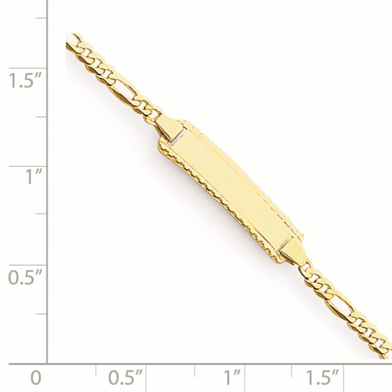 14k Polished Solid Chain/Solid Plate Figaro Link 18.5x5mm Plate 6 inch Baby/Child ID Bracelet