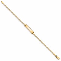 14K Yellow Gold Polished Solid Chain Solid Plate Figaro Link 18.5x 5mm Plate ID Bracelet, 6" view 2