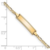 14K Yellow Gold Polished Solid Chain Solid Plate Figaro Link 18.5x 5mm Plate ID Bracelet, 6" view 3