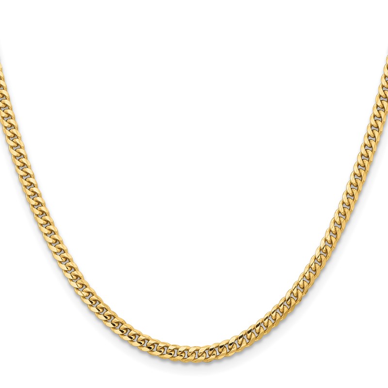14K 24 inch 3.5mm Solid Miami Cuban Link with Lobster Clasp Chain