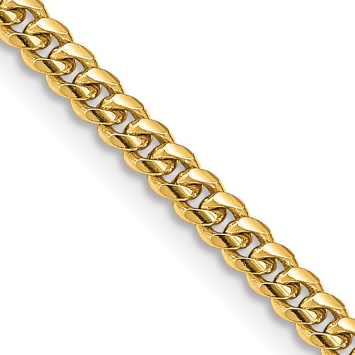 14K 20 inch 3.5mm Solid Miami Cuban Link with Lobster Clasp Chain