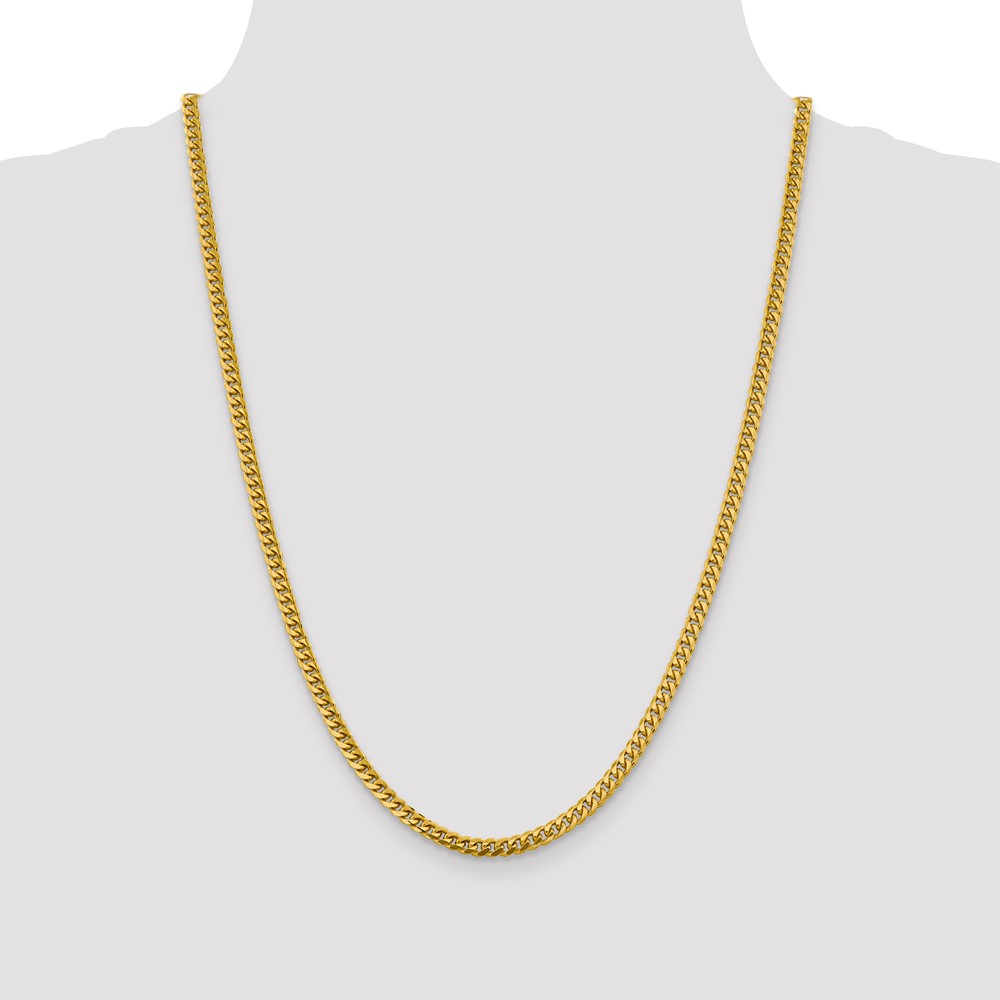 14K 24 inch 4.25mm Solid Miami Cuban Link with Lobster Clasp Chain (DCU120-24)