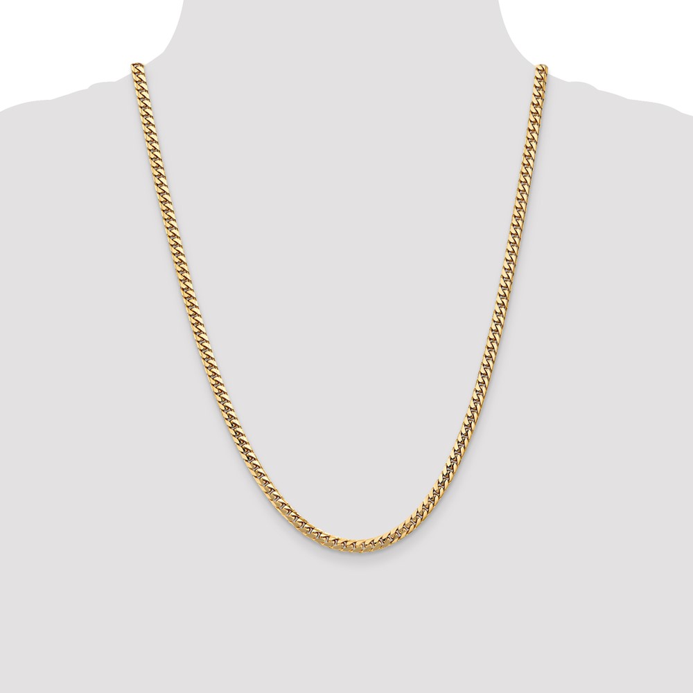 14K 24 inch 4.3mm Solid Miami Cuban Link with Lobster Clasp Chain (DCU140-24)