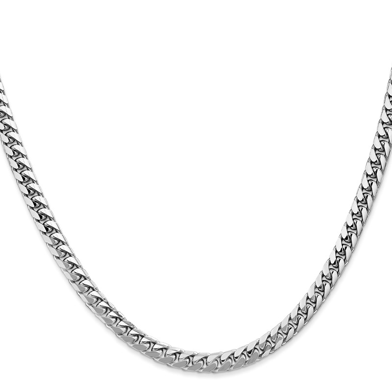 14K White Gold 24 inch 4.3mm Solid Miami Cuban Link with Lobster Clasp Chain