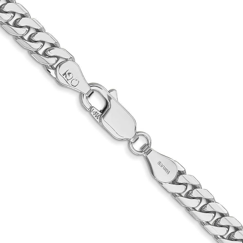 14K White Gold 26 inch 4.3mm Solid Miami Cuban Link with Lobster Clasp Chain (DCU140W-26)