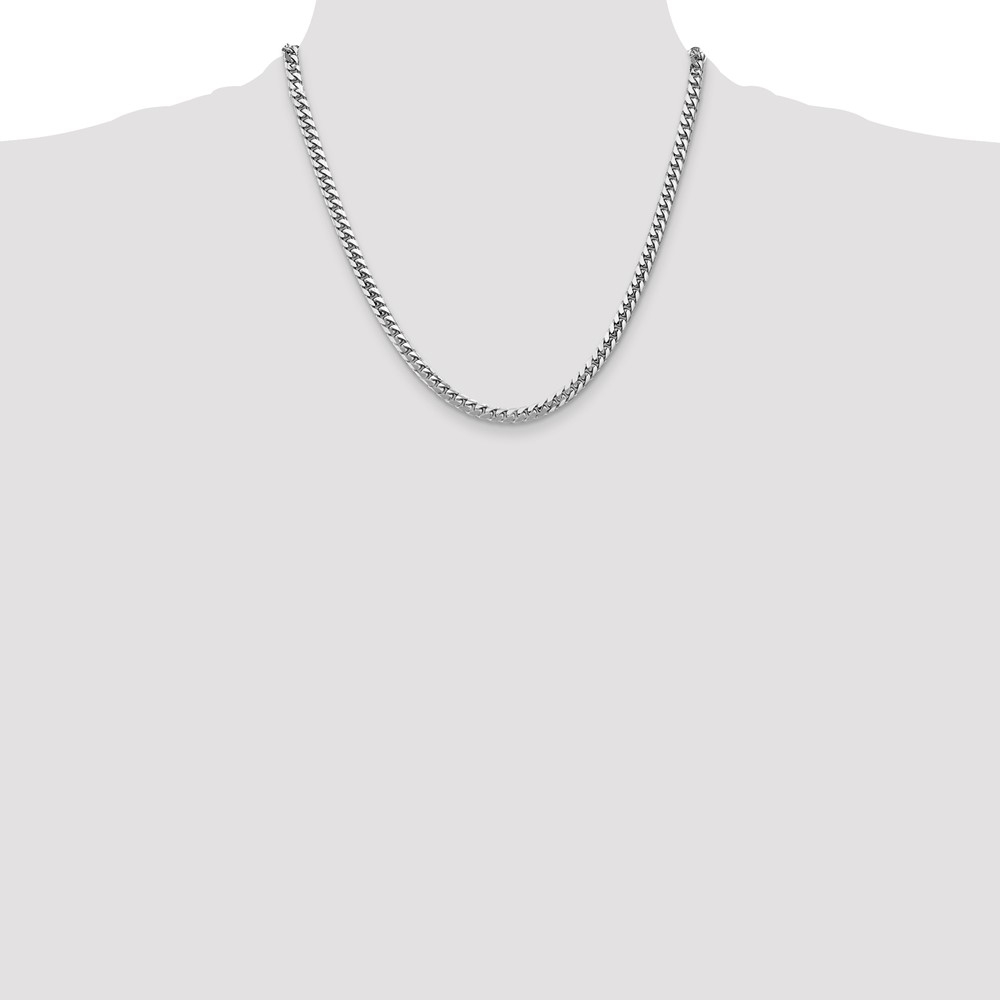 14K White Gold 20 inch 4.3mm Solid Miami Cuban Link with Lobster Clasp Chain (DCU140W-20)