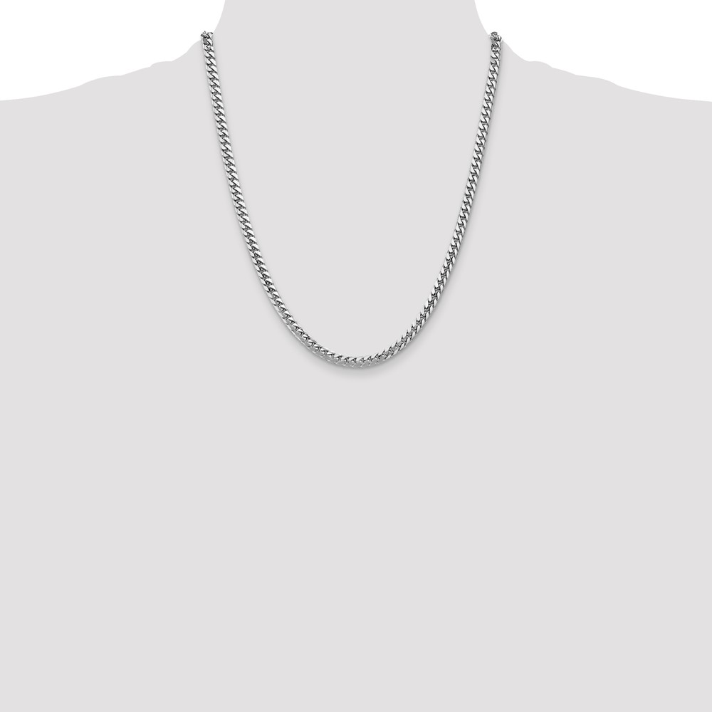 14K White Gold 22 inch 4.3mm Solid Miami Cuban Link with Lobster Clasp Chain (DCU140W-22)