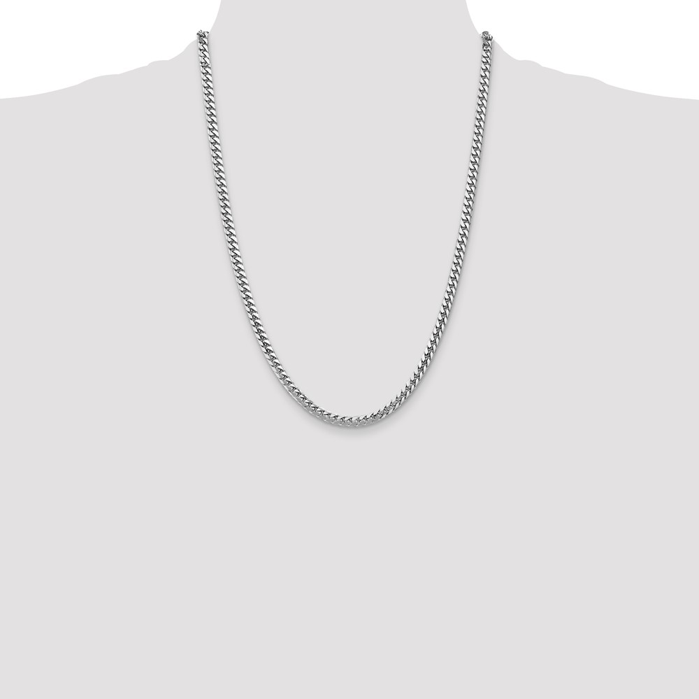 14K White Gold 24 inch 4.3mm Solid Miami Cuban Link with Lobster Clasp Chain (DCU140W-24)