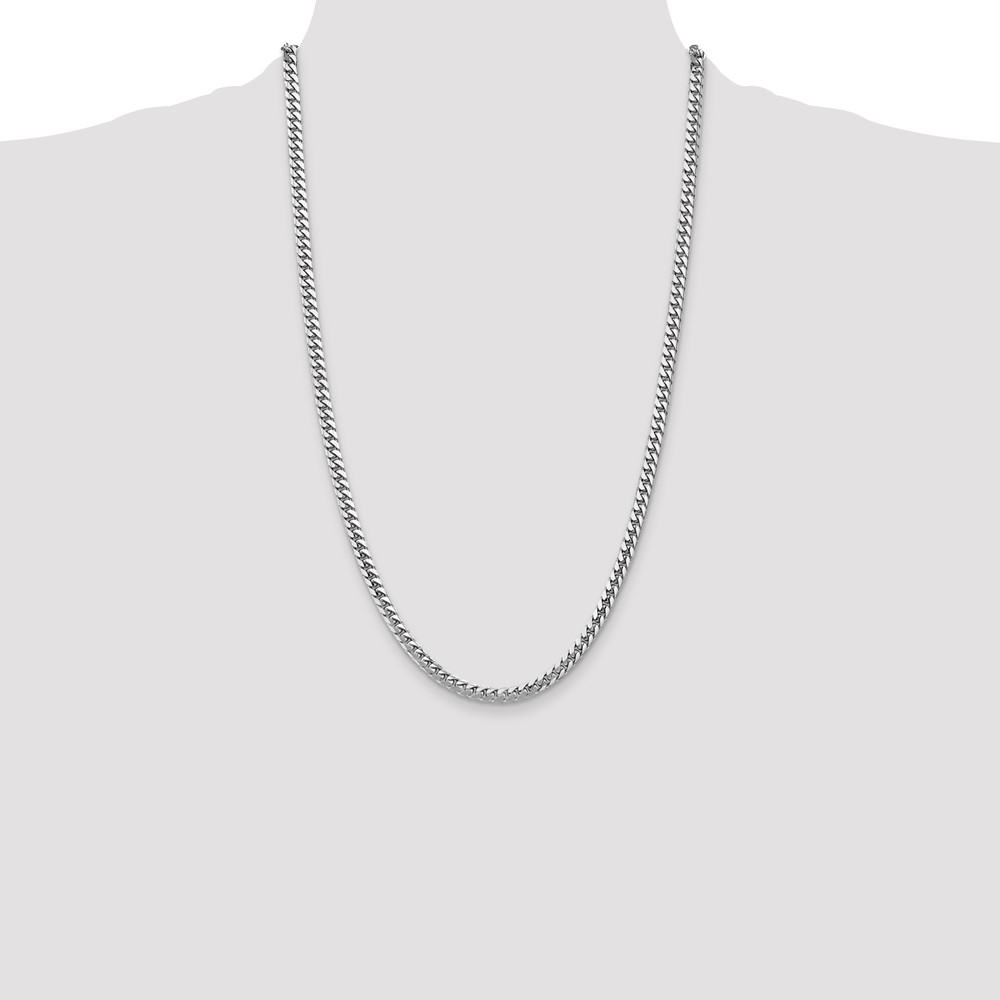 14K White Gold 26 inch 4.3mm Solid Miami Cuban Link with Lobster Clasp Chain (DCU140W-26)