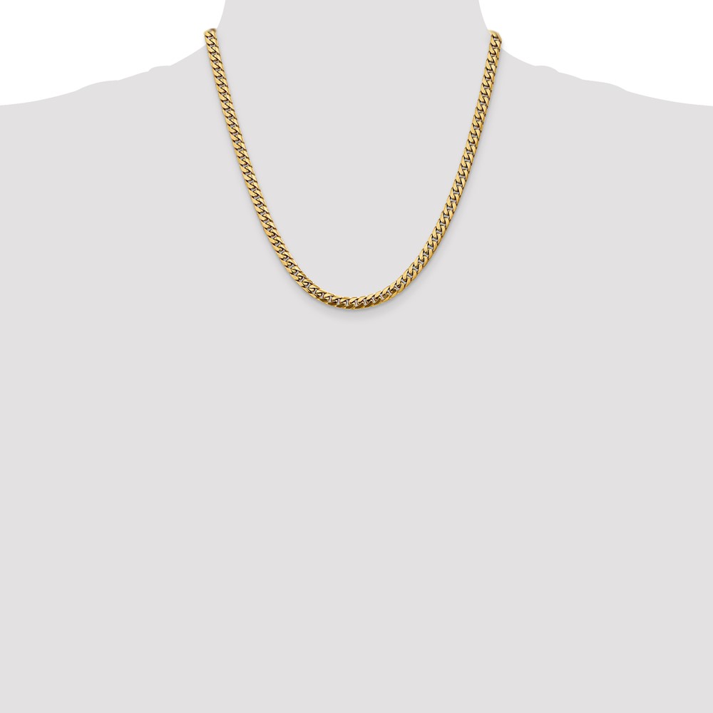 14K 20 inch 5mm Solid Miami Cuban Link with Lobster Clasp Chain (DCU160-20)