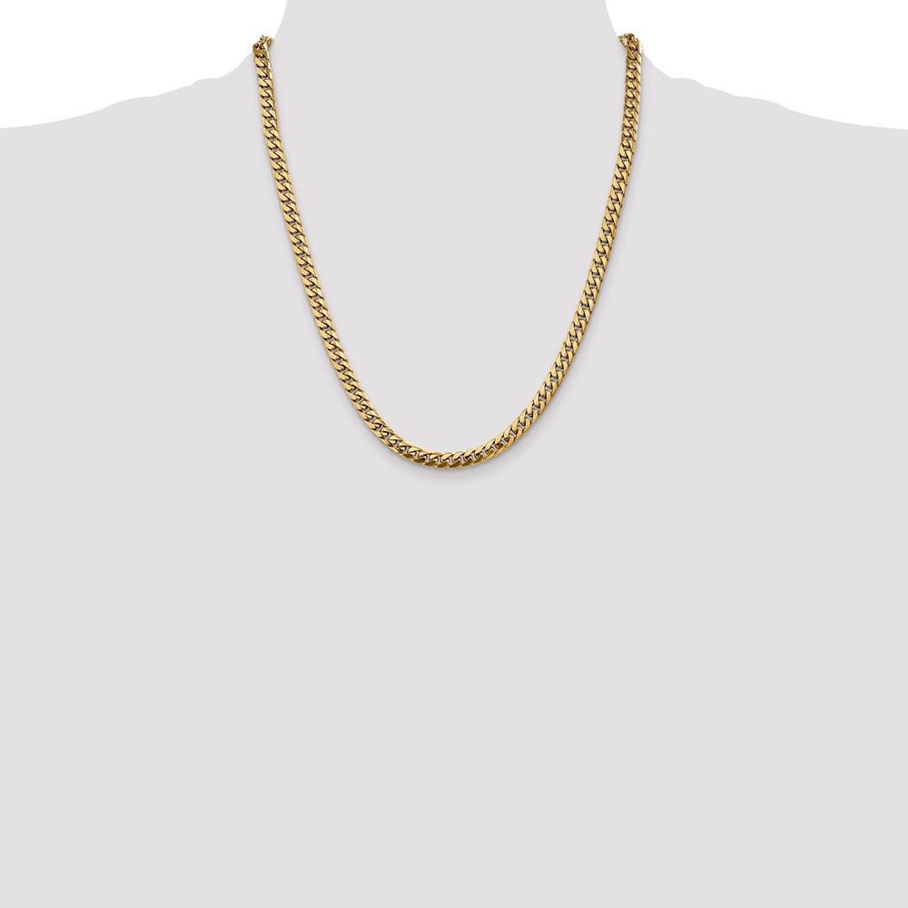 14K 22 inch 5mm Solid Miami Cuban Link with Lobster Clasp Chain (DCU160-22)