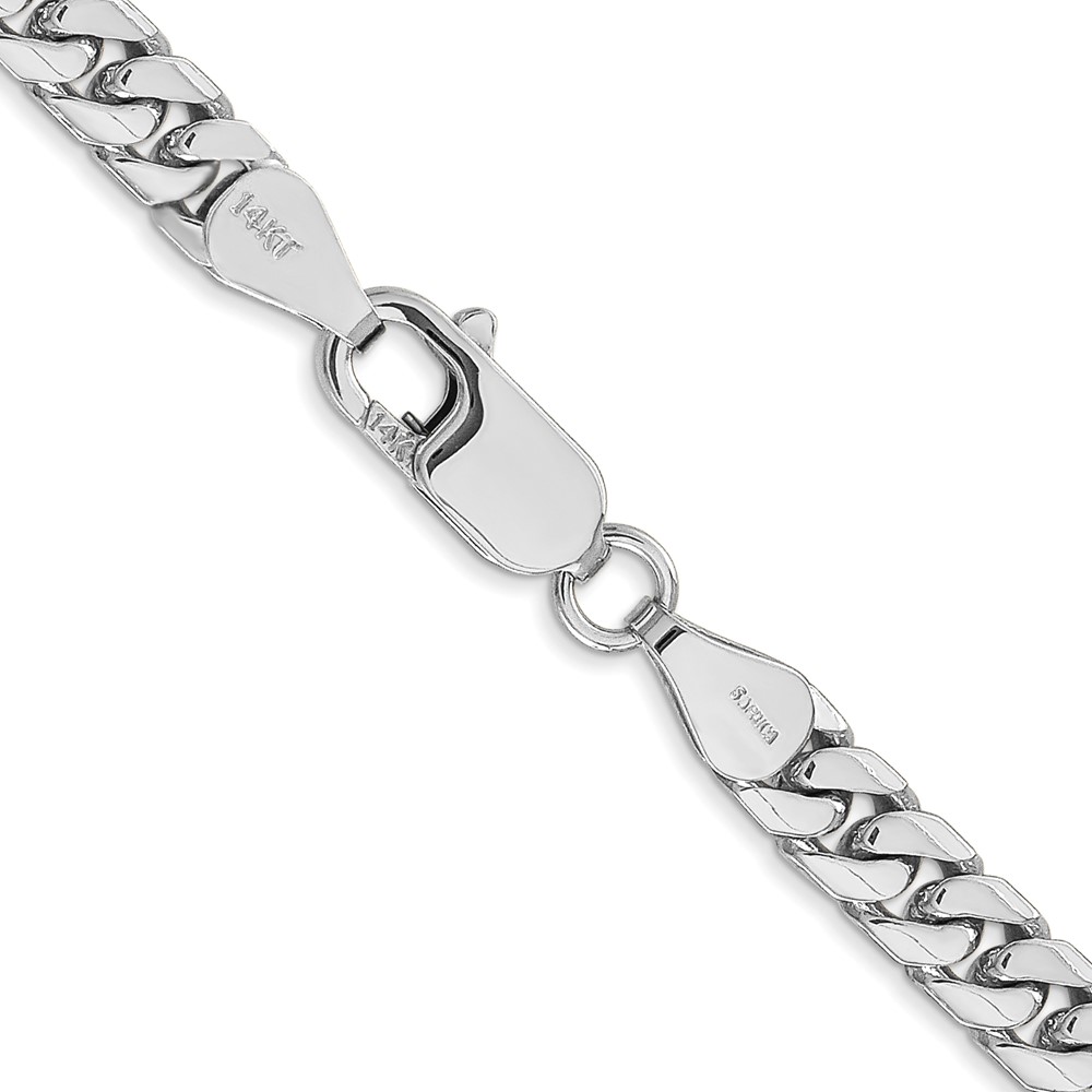 14K White Gold 20 inch 5mm Solid Miami Cuban Link with Lobster Clasp Chain (DCU160W-20)