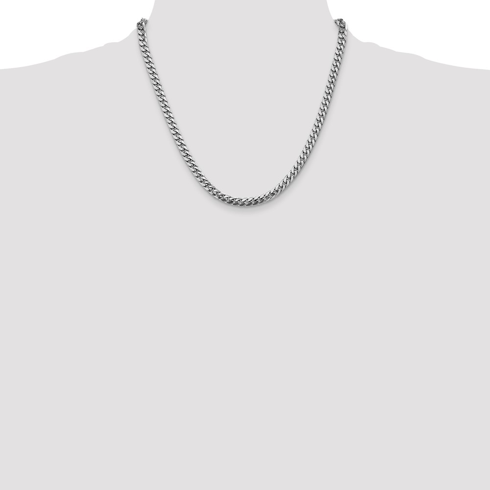 14K White Gold 20 inch 5mm Solid Miami Cuban Link with Lobster Clasp Chain (DCU160W-20)