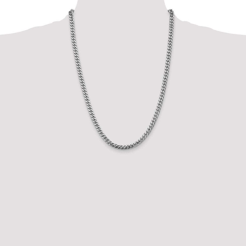 14K White Gold 24 inch 5mm Solid Miami Cuban Link with Lobster Clasp Chain (DCU160W-24)