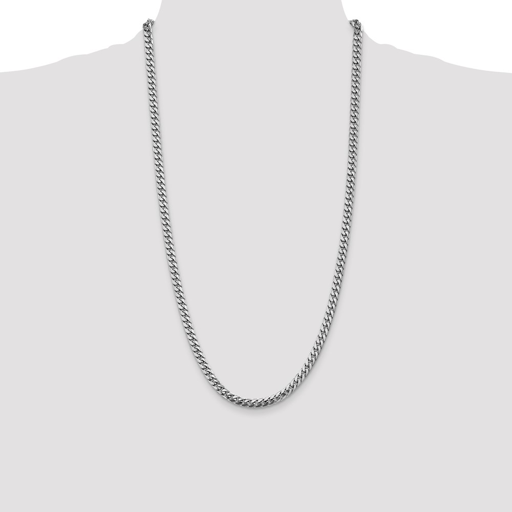 14K White Gold 28 inch 5mm Solid Miami Cuban Link with Lobster Clasp Chain (DCU160W-28)