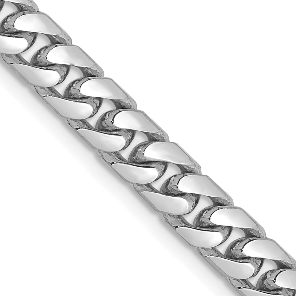 14K White Gold 24 inch 5mm Solid Miami Cuban Link with Lobster Clasp Chain (DCU160W-24)