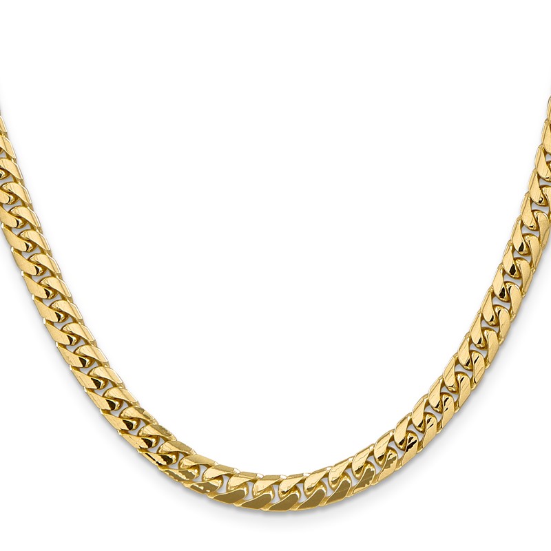 14K 20 inch 5.5mm Solid Miami Cuban Link with Lobster Clasp Chain