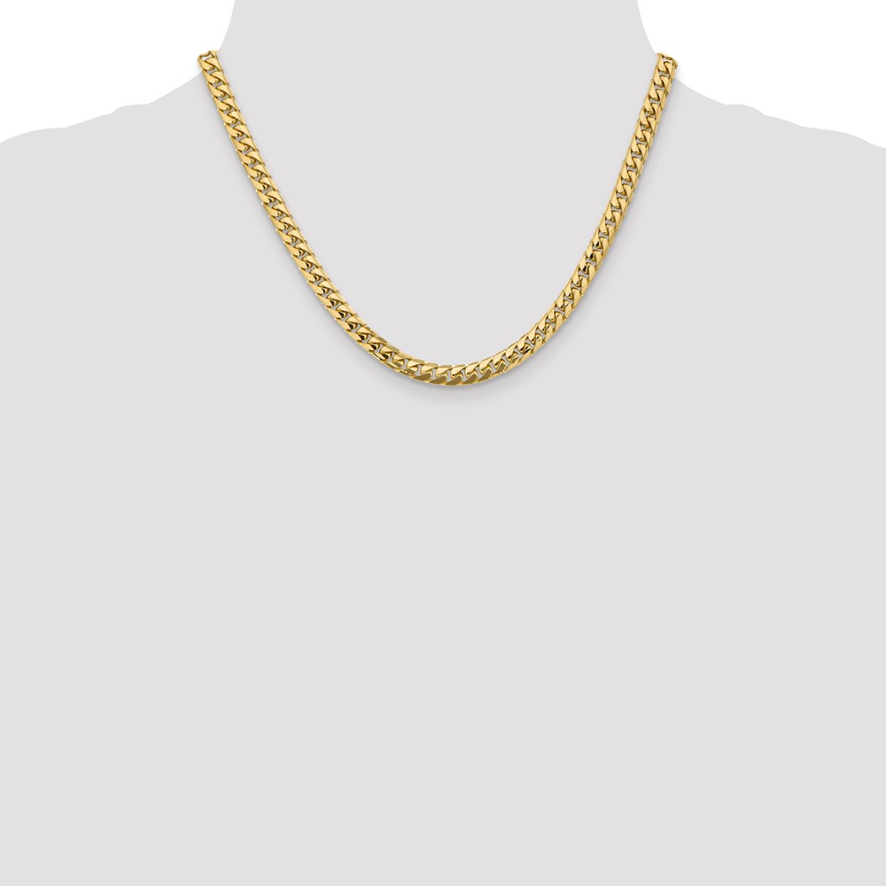 14K 18 inch 5.5mm Solid Miami Cuban Link with Lobster Clasp Chain (DCU180-18)