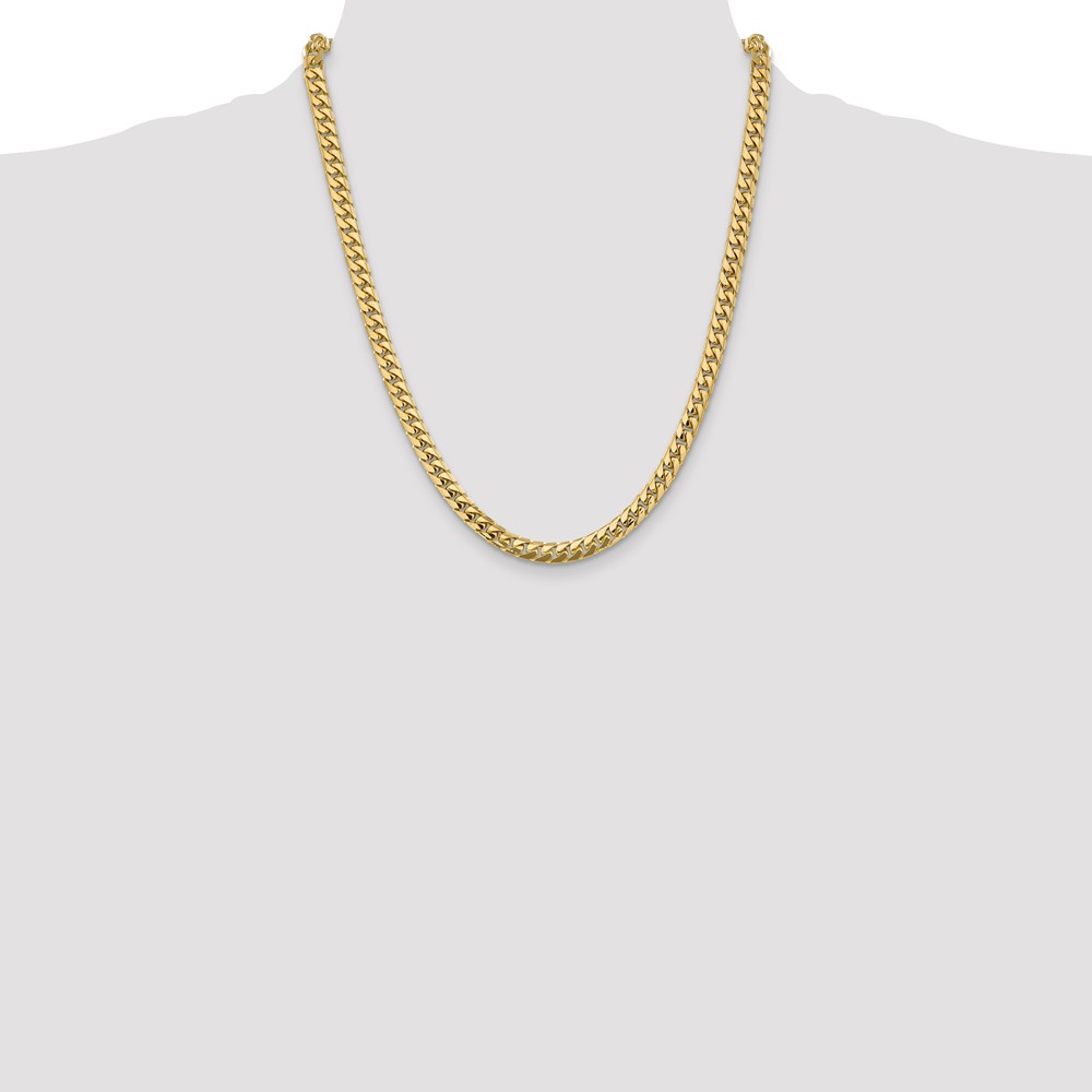 14K 22 inch 5.5mm Solid Miami Cuban Link with Lobster Clasp Chain (DCU180-22)