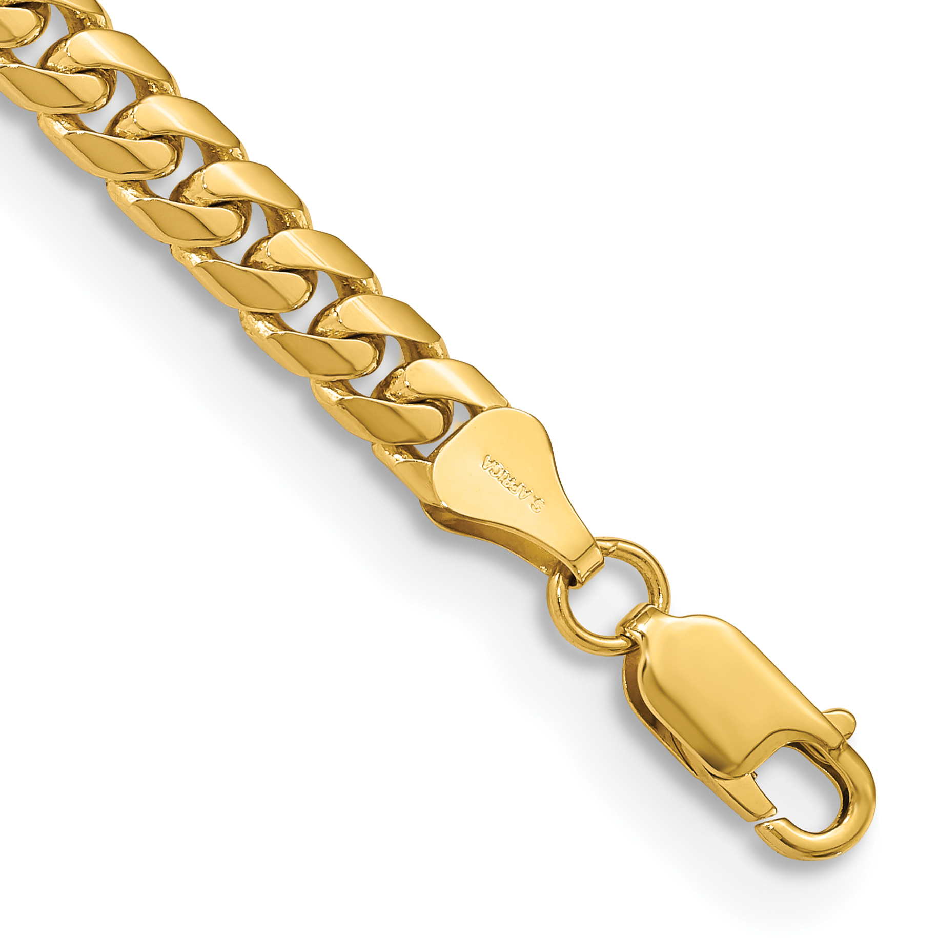 14K 9 inch 5.5mm Solid Miami Cuban Link with Lobster Clasp Chain (DCU180-9)