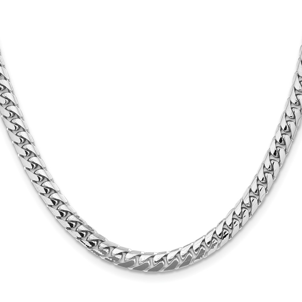 14K White Gold 24 inch 5.5mm Solid Miami Cuban Link with Lobster Clasp Chain (DCU180W-24)