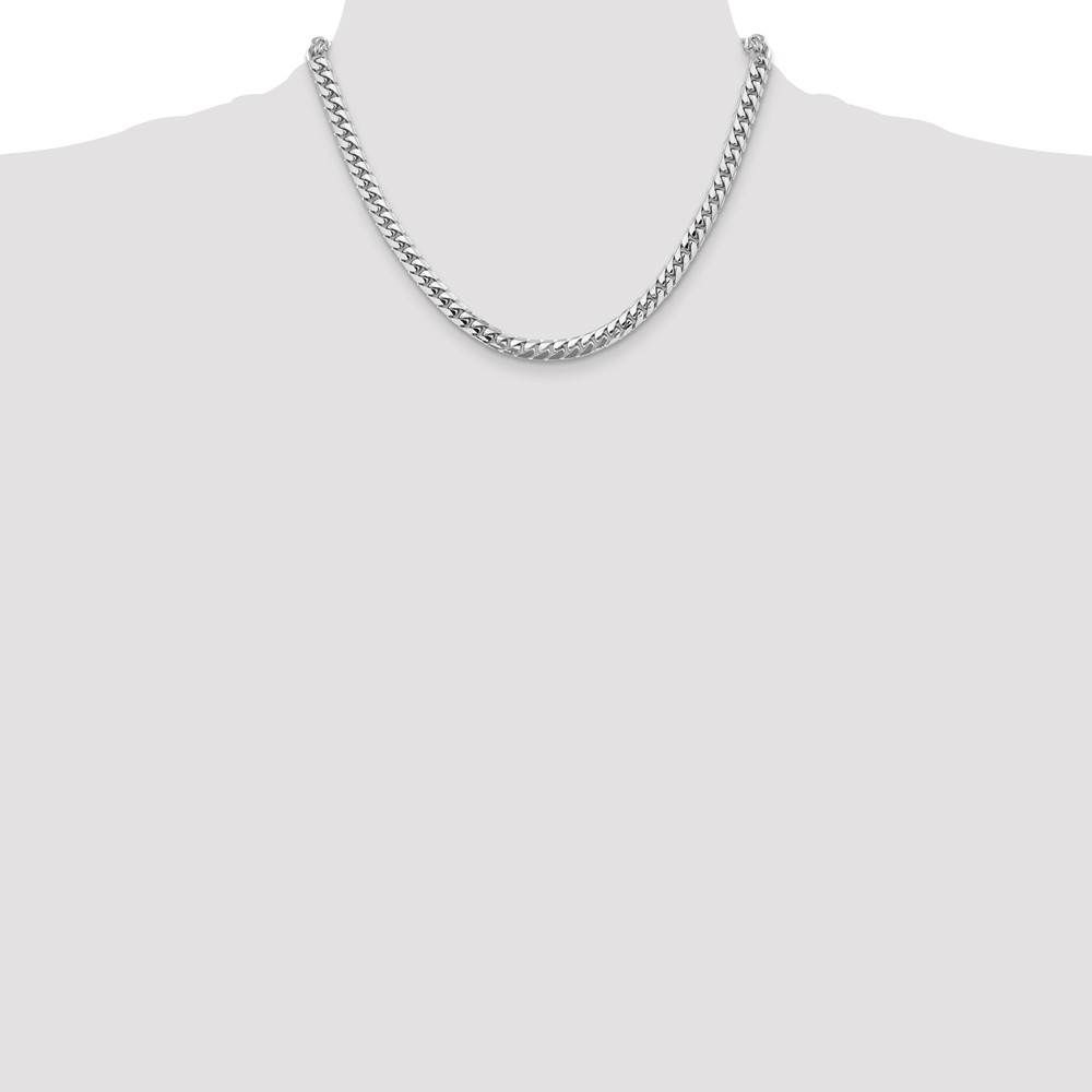 14K White Gold 18 inch 5.5mm Solid Miami Cuban Link with Lobster Clasp Chain (DCU180W-18)