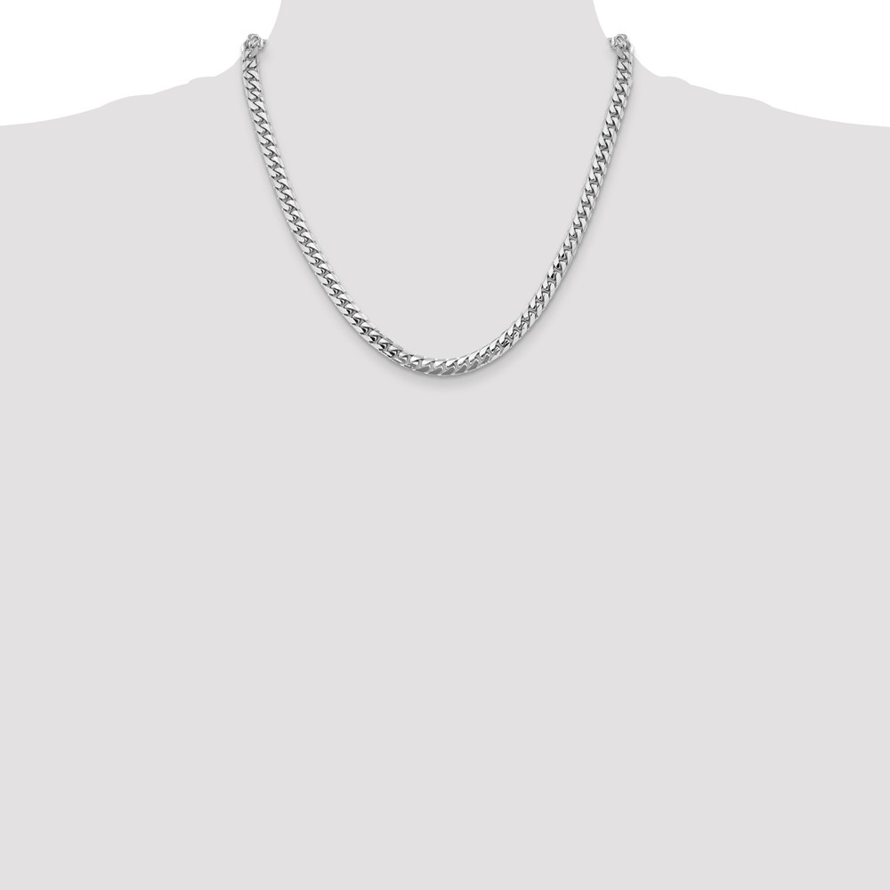 14K White Gold 20 inch 5.5mm Solid Miami Cuban Link with Lobster Clasp Chain (DCU180W-20)