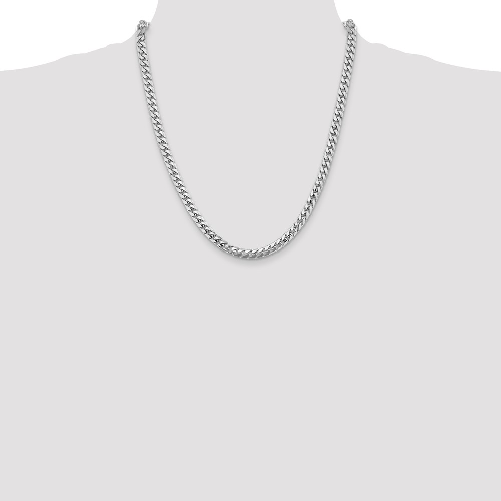 14K White Gold 22 inch 5.5mm Solid Miami Cuban Link with Lobster Clasp Chain (DCU180W-22)