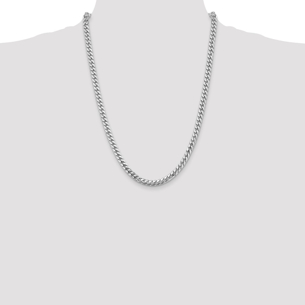 14K White Gold 24 inch 5.5mm Solid Miami Cuban Link with Lobster Clasp Chain (DCU180W-24)