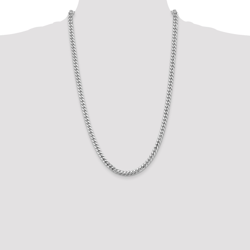 14K White Gold 26 inch 5.5mm Solid Miami Cuban Link with Lobster Clasp Chain (DCU180W-26)