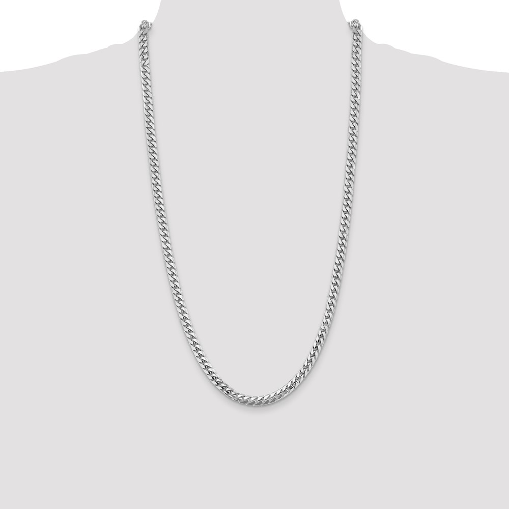14K White Gold 28 inch 5.5mm Solid Miami Cuban Link with Lobster Clasp Chain (DCU180W-28)