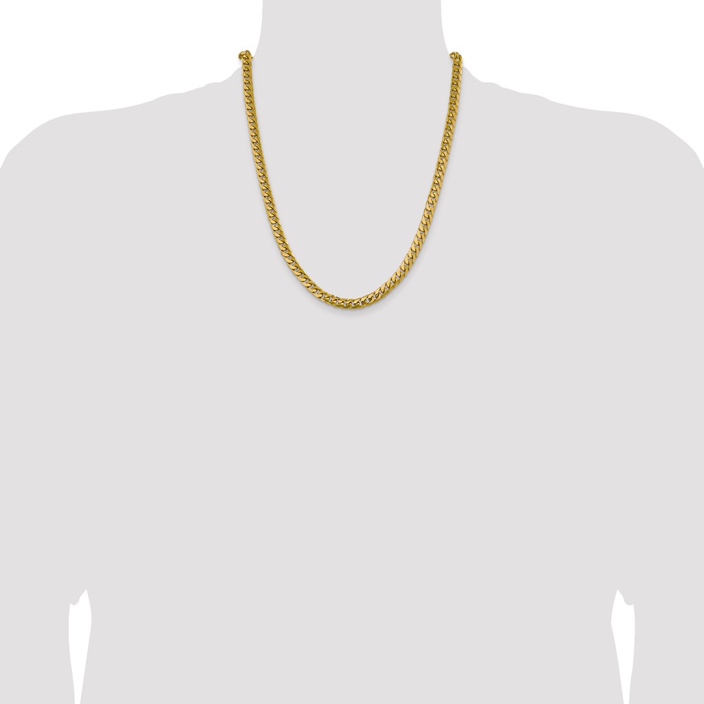 14K 22 inch 6.25mm Solid Miami Cuban Link with Lobster Clasp Chain (DCU200-22)