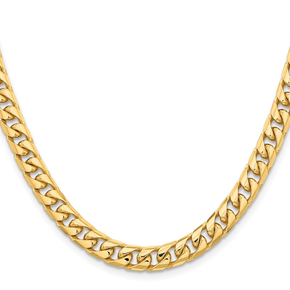 14K 22 inch 6.75mm Solid Miami Cuban Link with Lobster Clasp Chain (DCU220-22)