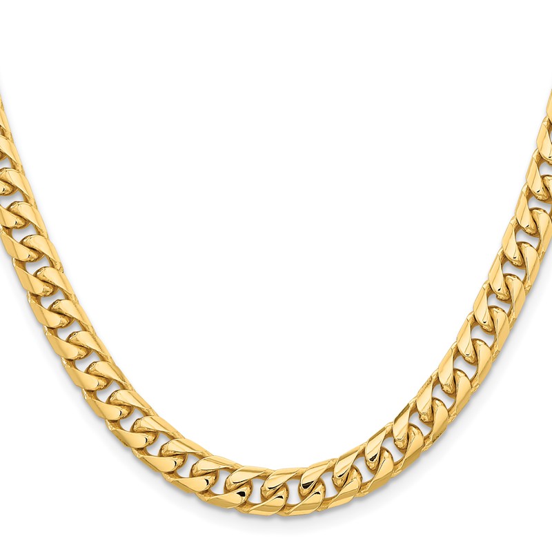 14K 22 inch 6.75mm Solid Miami Cuban Link with Lobster Clasp Chain