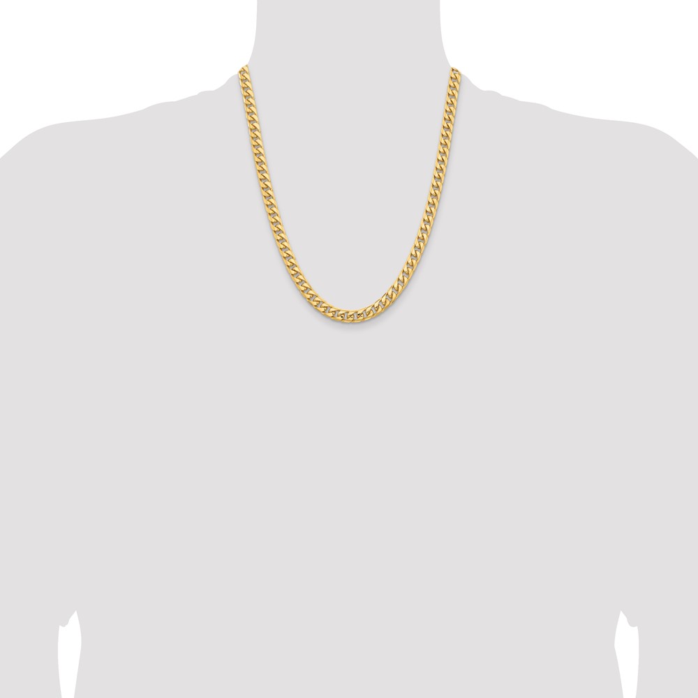 14K 22 inch 6.75mm Solid Miami Cuban Link with Lobster Clasp Chain (DCU220-22)